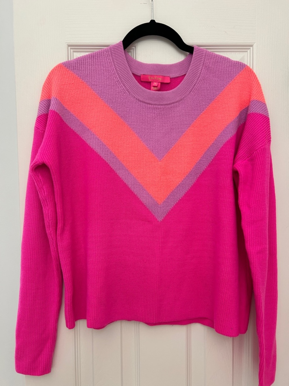 Lilly Pulitzer Pink, Lavender & Coral Chevron Crew Sweater